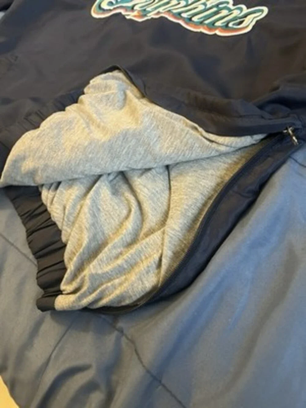 NFL measurements blue zipper